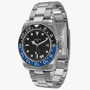 Chrono Watch 3 Black and Blue Bezel