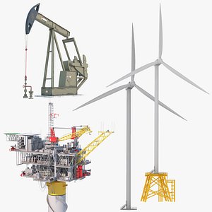 3D Oil and Wind Energy Collection model