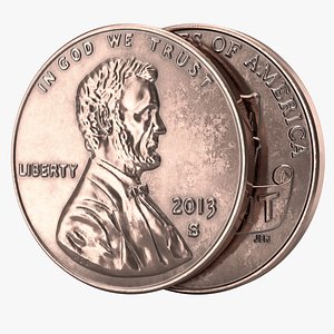 3D penny coin pbr