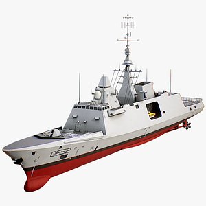 FREMM Modern French Frigate Warship Lowpoly PBR 3D model