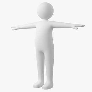 3D Adult Male Stickman in T-Pose