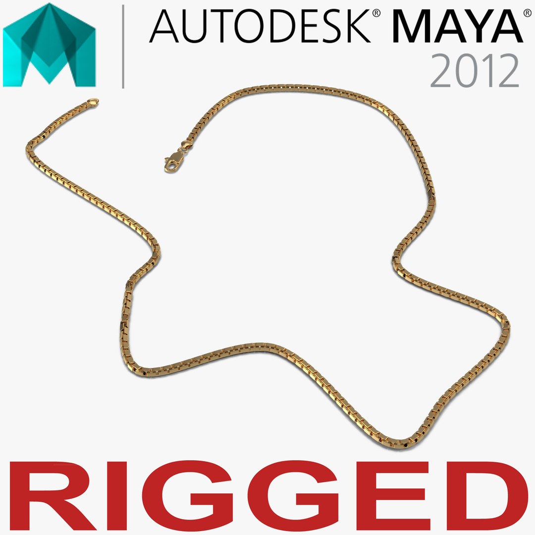 Rigged Gold Chain for Maya 3D model preview