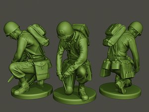 3D american soldier ww2 cutting