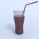 Glass of Juice with Straw 3D Model PBR High Quality Quads