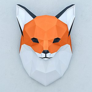 3D polygonal paper fox model