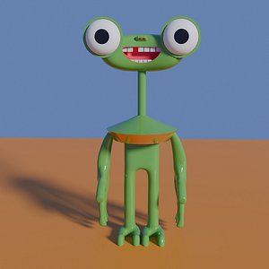 The cheerful character looks like a frog 3D model
