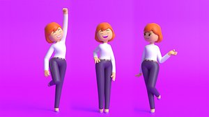 3D Minimal Girl Cartoon Character