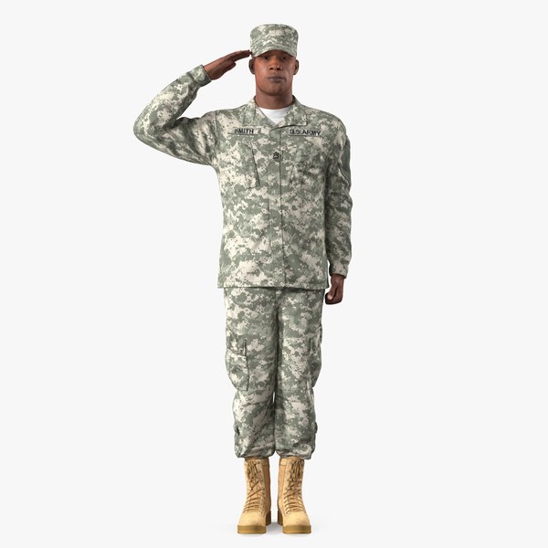 saluting african american soldier 3D model