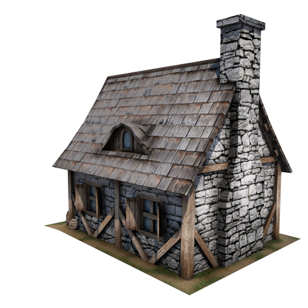 3d medieval cottage buildings model