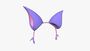3D Furry Ears Tiara F08 Purple - Headband Character Design