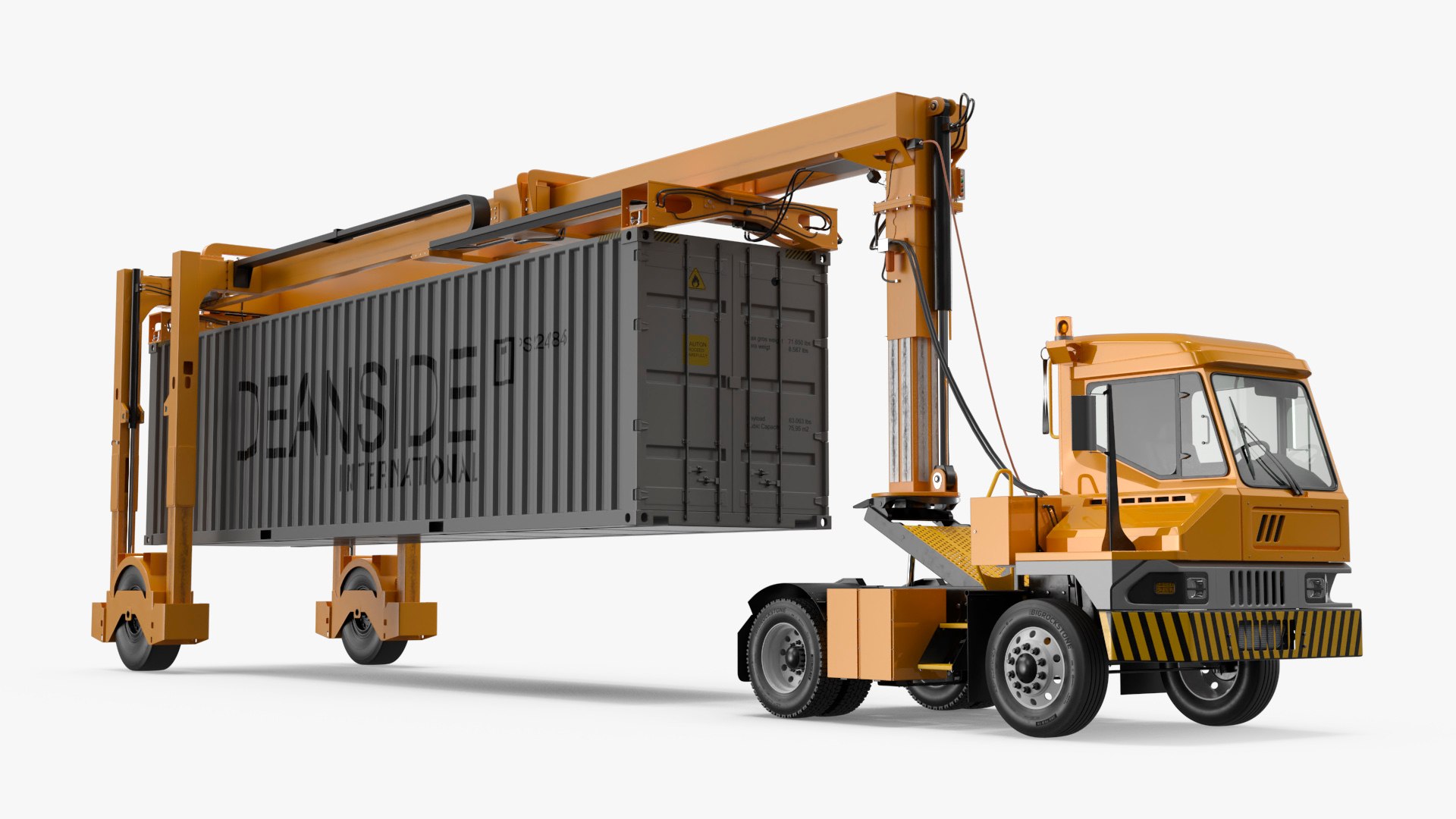 Container Shuttle with 40ft Container Yellow 3D model preview