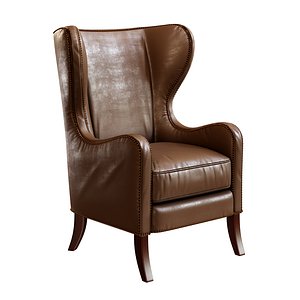 3D model dempsey wingback chair bourbon