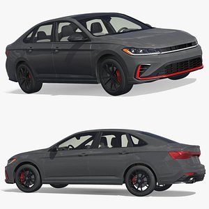 3D model Compact Sport Passenger Sedan Vehicle Black Simplified