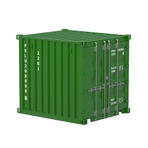 3D 8ft Shipping Container Dark green