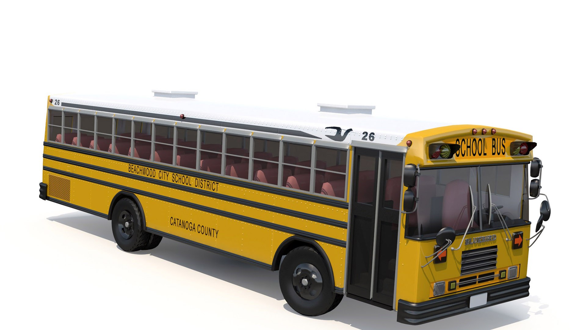 3d Model School Bus Blue Bird