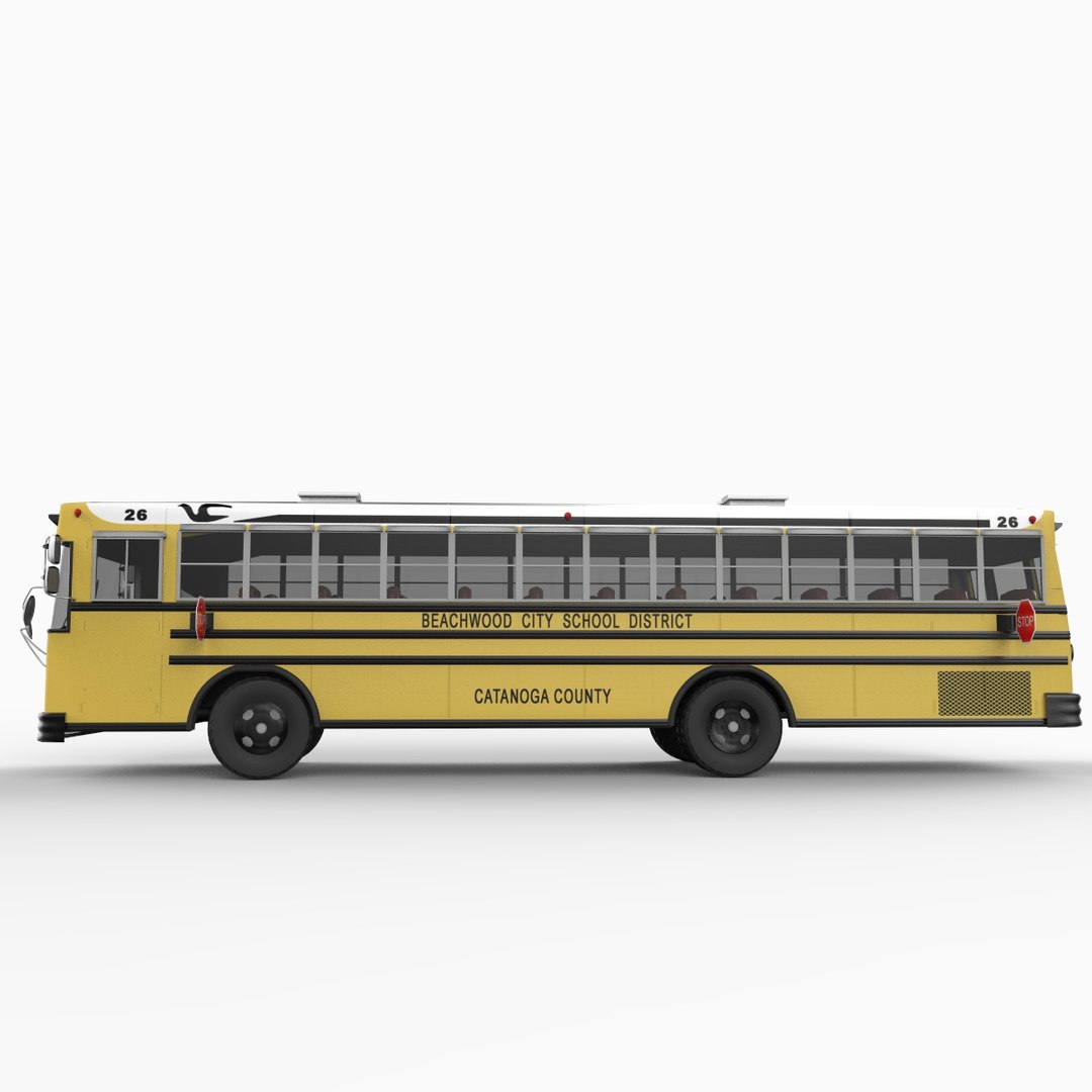 3d Model School Bus Blue Bird