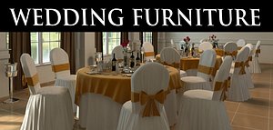 3d wedding chair table scene