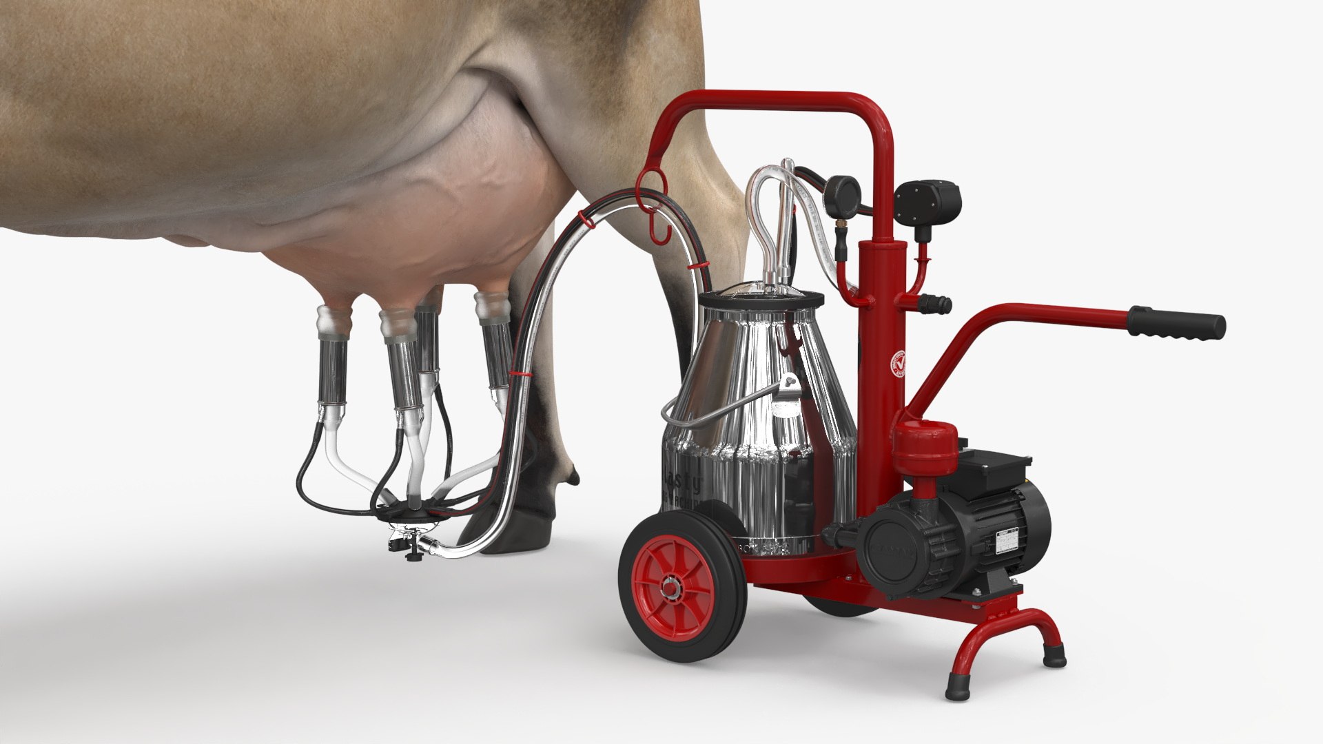 Jersey Dairy Cow And Milking Machine 3D Model - TurboSquid 2315117