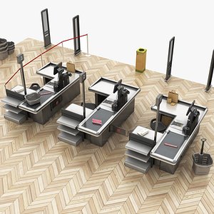 Supermarket Checkout Lane 3D model