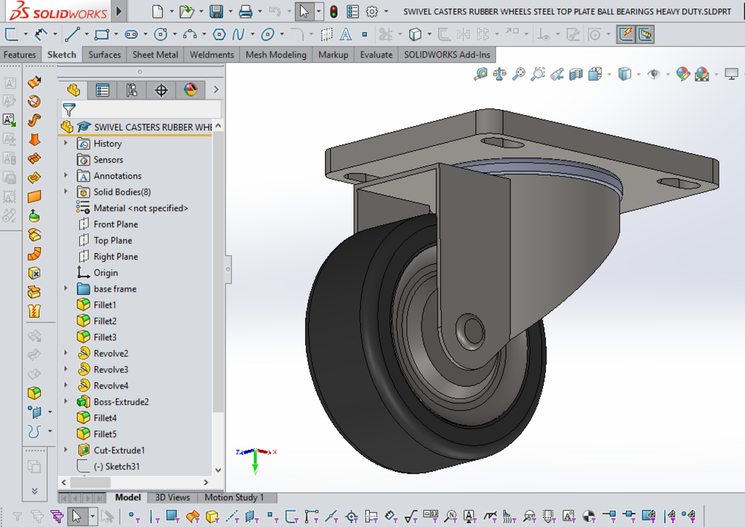 Swivel caster wheel 3D model TurboSquid 1713504