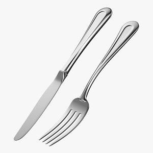 Table Dinner Knife and Fork Classic Cutlery 3D