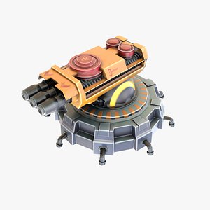 3D model Gun turret stylized