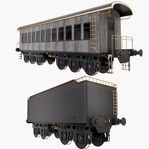 3D model railroad wagons