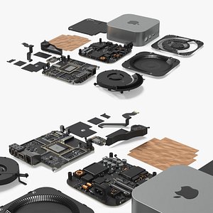 3D model Mac Mini M4 Exploded Computer Hardware Silver