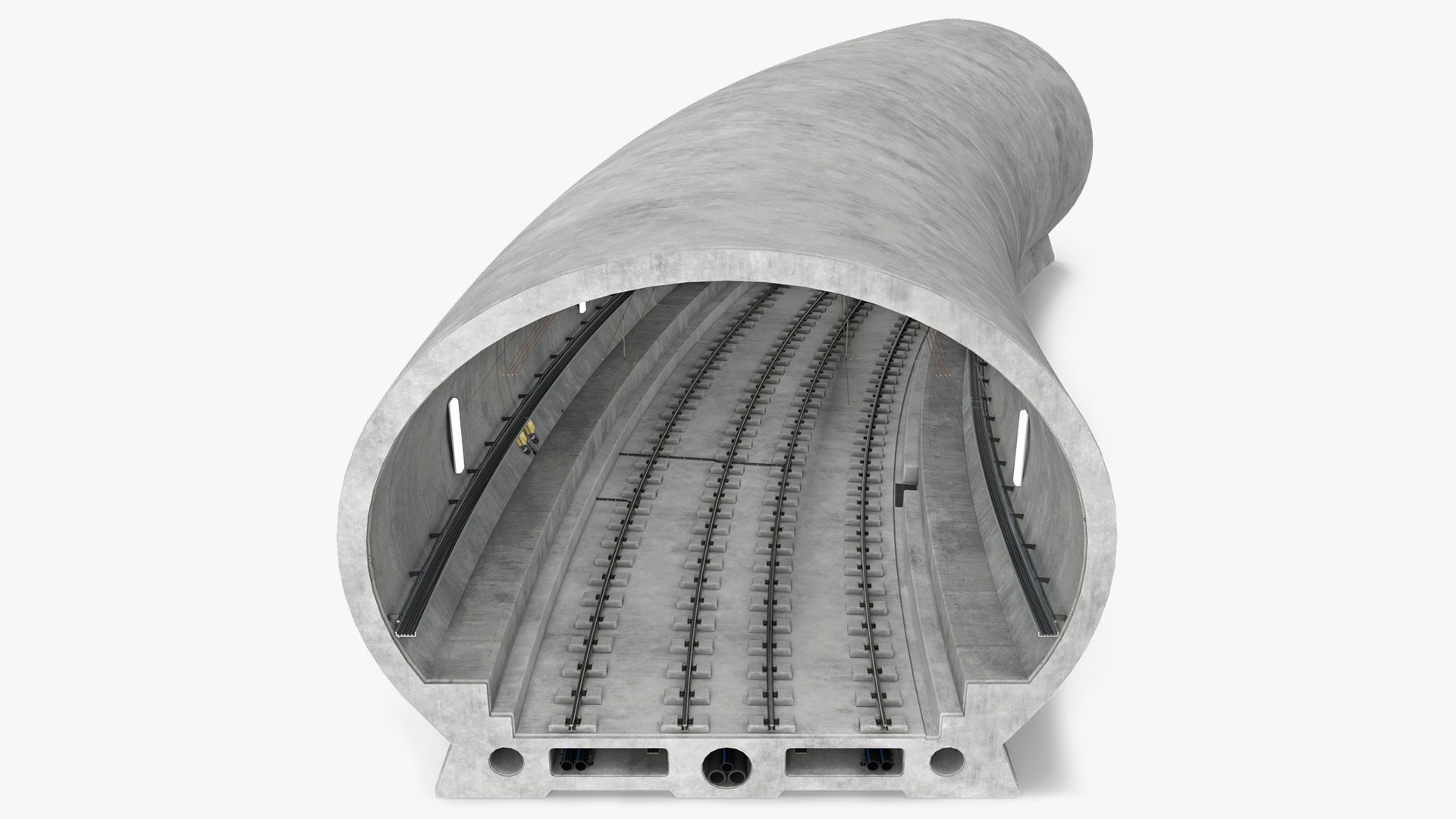 Railway Tunnel Section Wide Bend 3D model preview
