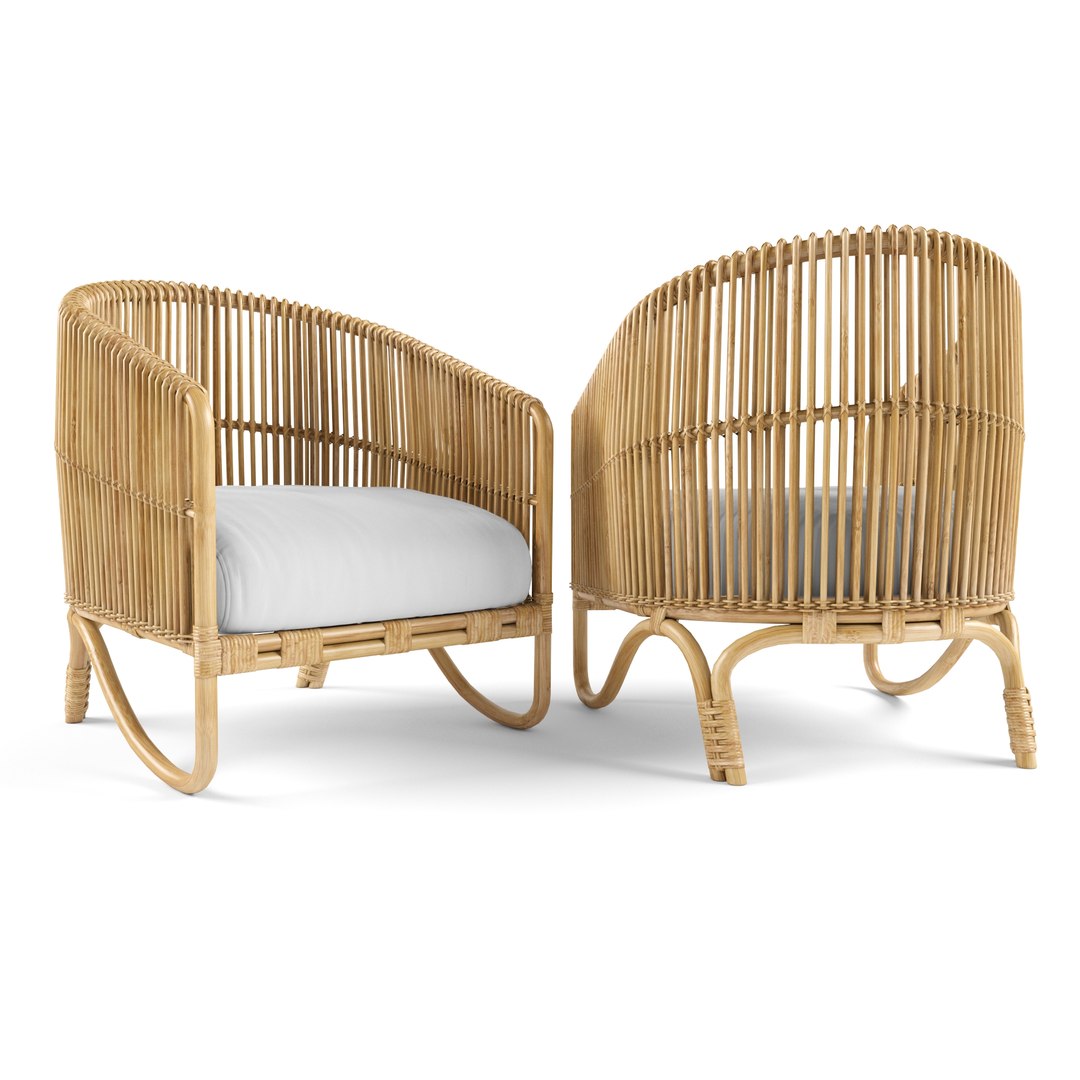 Tara rattan lounge chair 3D model - TurboSquid 1605889