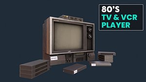 1980s TV and VCR Player Low-poly 3D model 3D model