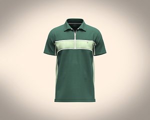 3D Mens polo shirt with cut and sew color block and detailing