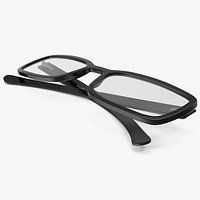 Black Optical Square Glasses Folded