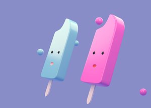 3D cartoon cute ice cream