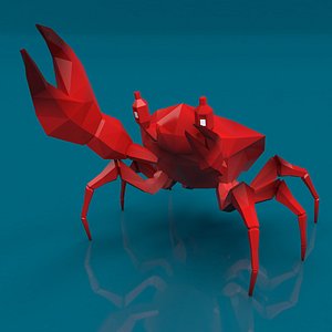 low-poly cartoon crab 3D model