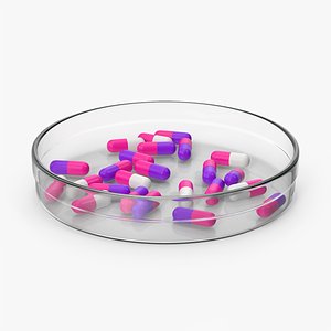 Petri Dish With Pill Capsules model