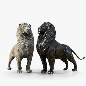 Standing Lion Statue 3D model