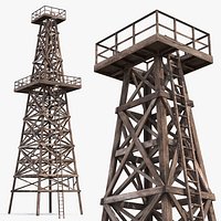 Wooden Drilling Derrick Brown Old