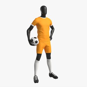 Male Mannequin in Soccer Uniform with Ball 01 3D model