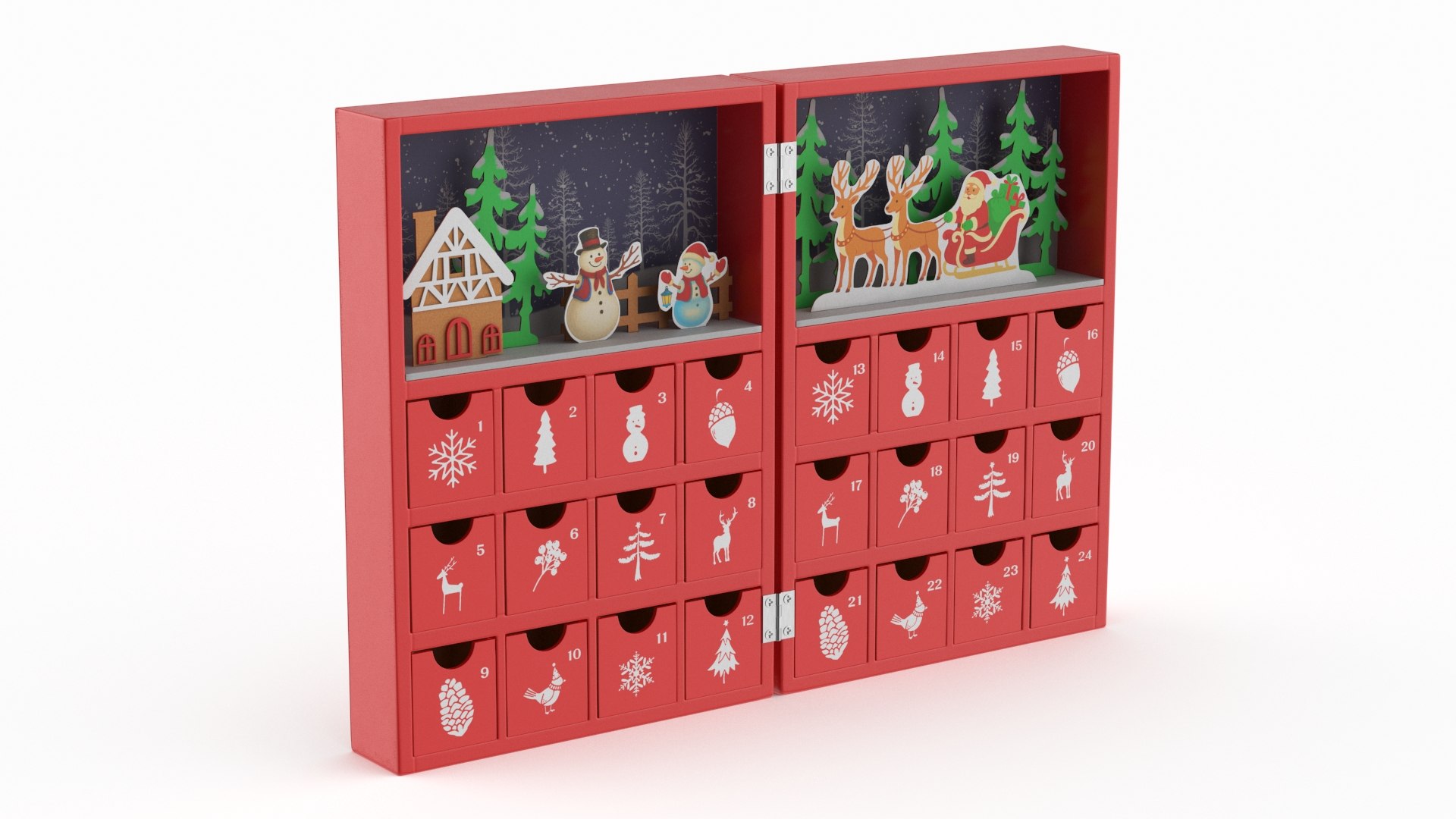 Christmas Advent Calendar Red 3D model preview