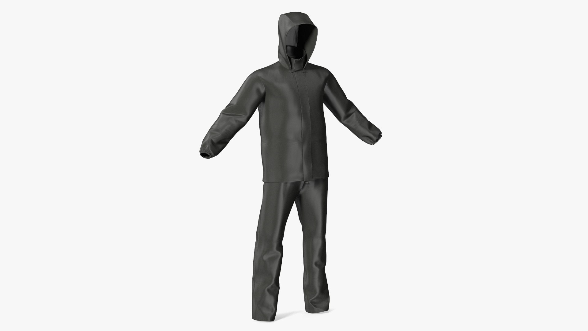 Unisex Black Rain Suit 3D model preview