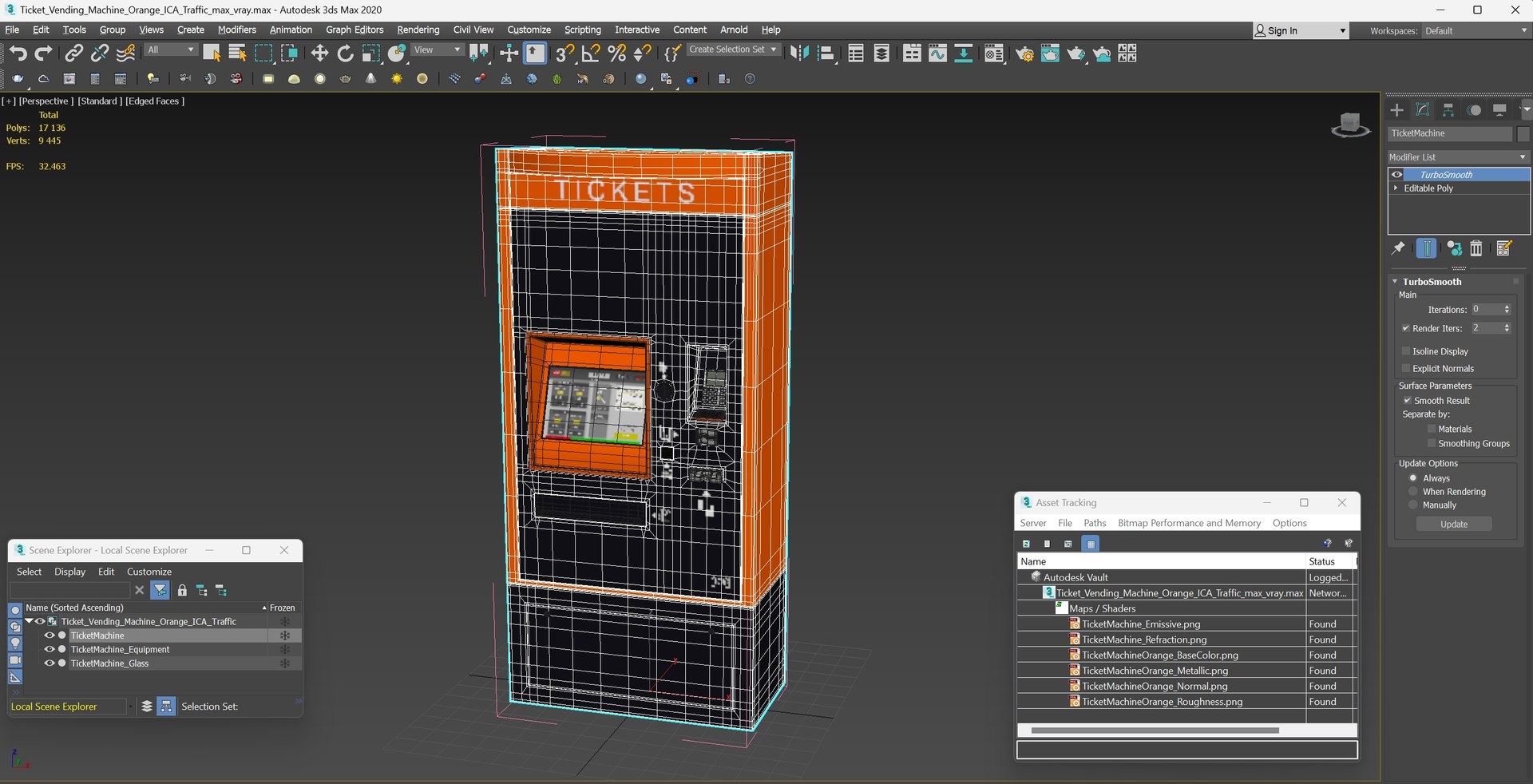 3D Ticket Vending Machine Orange ICA Traffic Model - TurboSquid 2268151