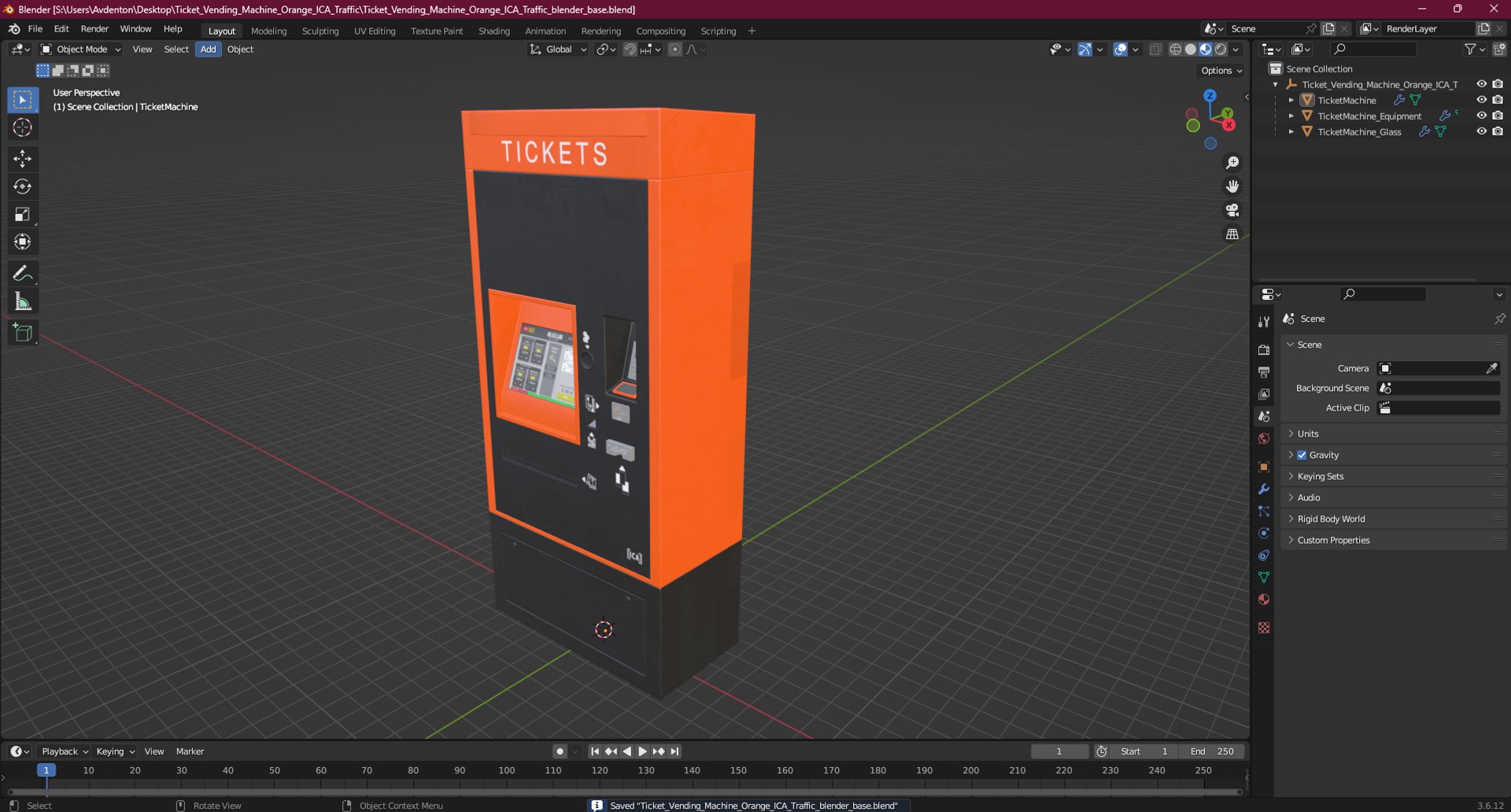 3D Ticket Vending Machine Orange ICA Traffic Model - TurboSquid 2268151
