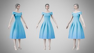 Dress 42 Vivid Cerulean 3D model