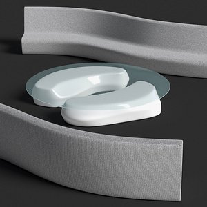 Wave Benches with Glass Table