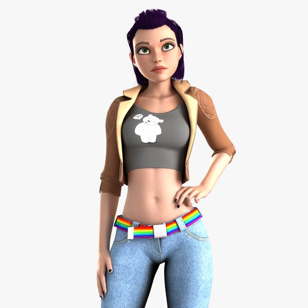 3d model of cartoon character girl body