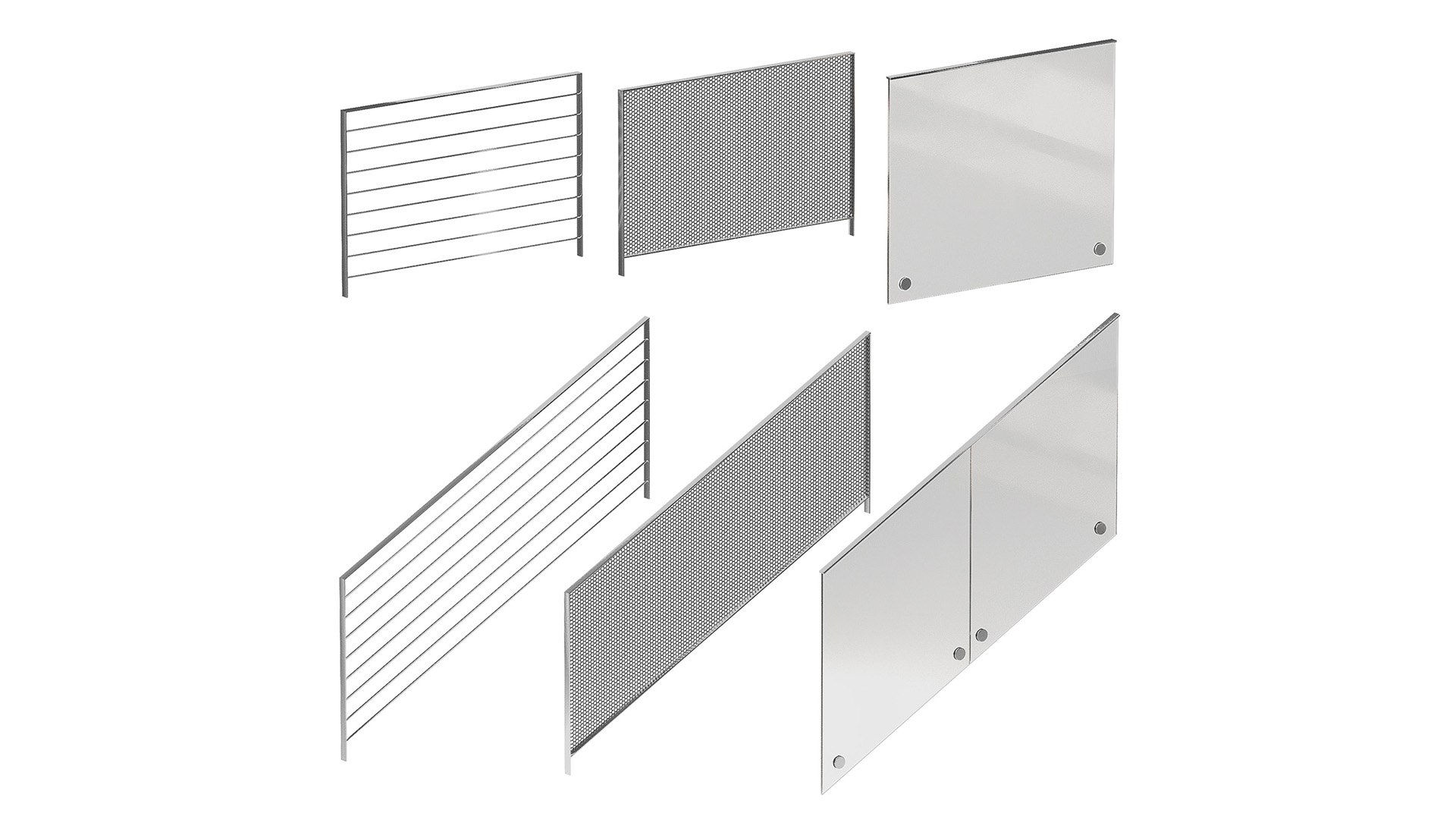 3D Modern Metal Railings 3 Design Options Editable Splines Option ...