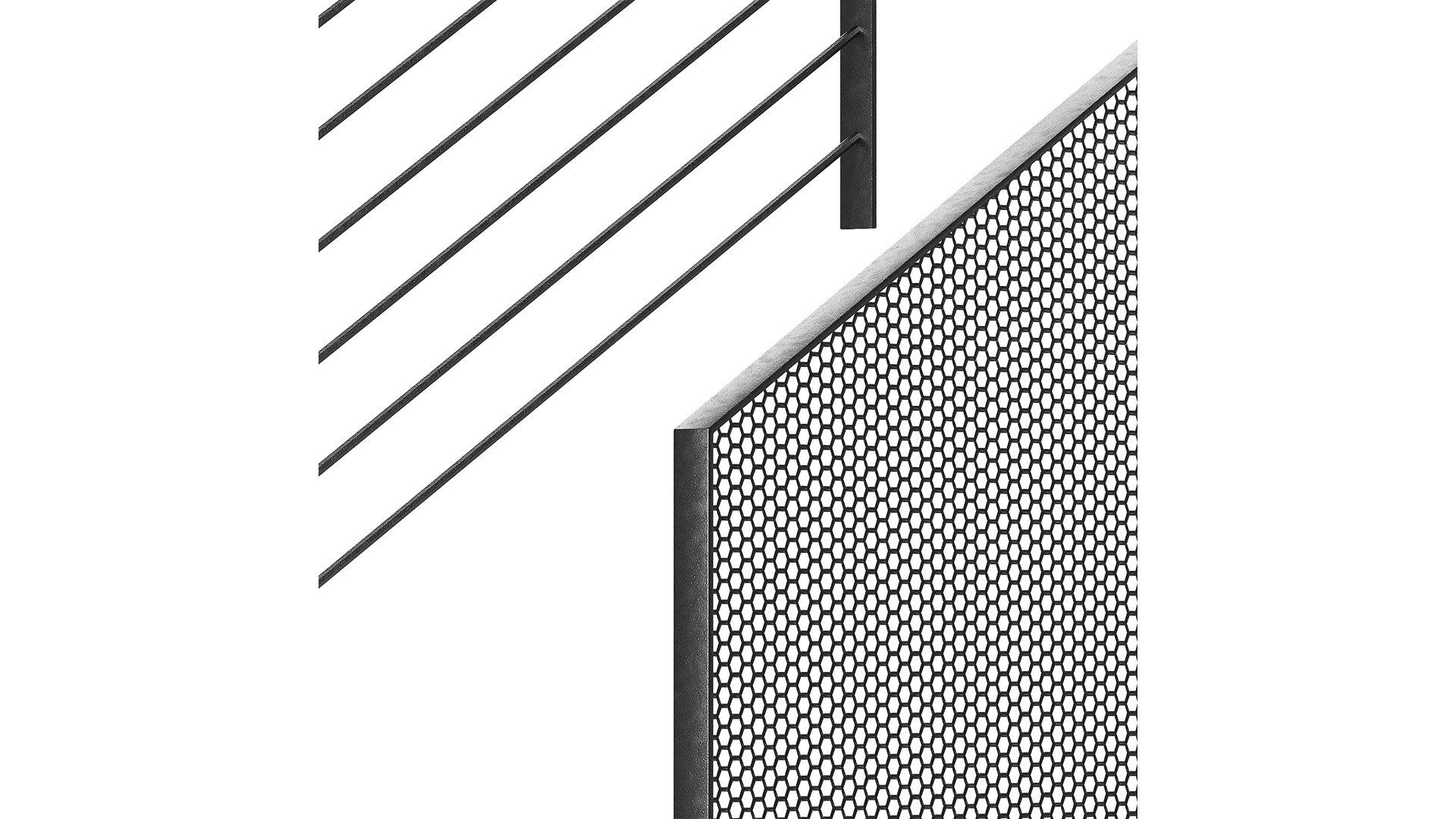 3D Modern Metal Railings 3 Design Options Editable Splines Option ...