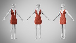 3D Dress 34 Crimson Mandala Brocade v2 model