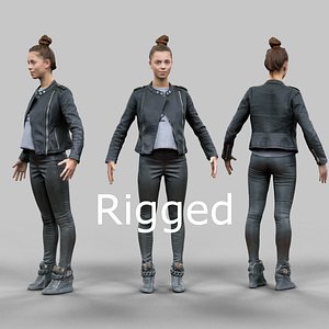 A Pose girl in leather skirt Rigged